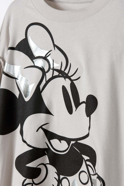 CAMISETA DE MINNIE MOUSE MANGA LARGA GRIS PARA NIÑA
