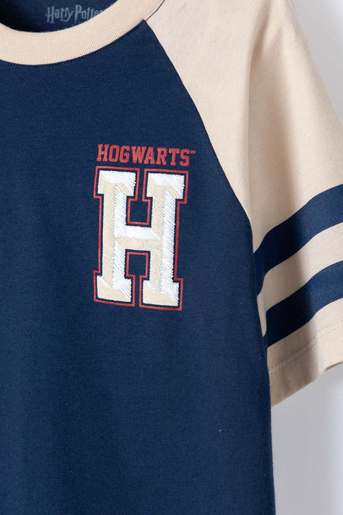 BOY'S HARRY POTTER DARK BLUE AND KHAKI SHORT SLEEVE T-SHIRT