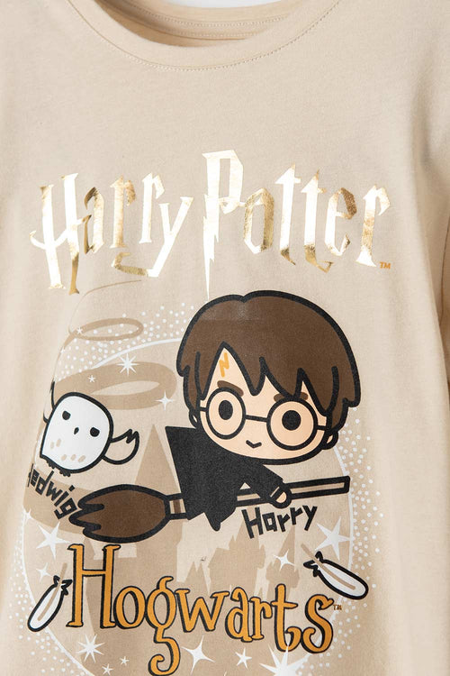 GIRLS' KHAKI LONG-SLEEVED HARRY POTTER T-SHIRT
