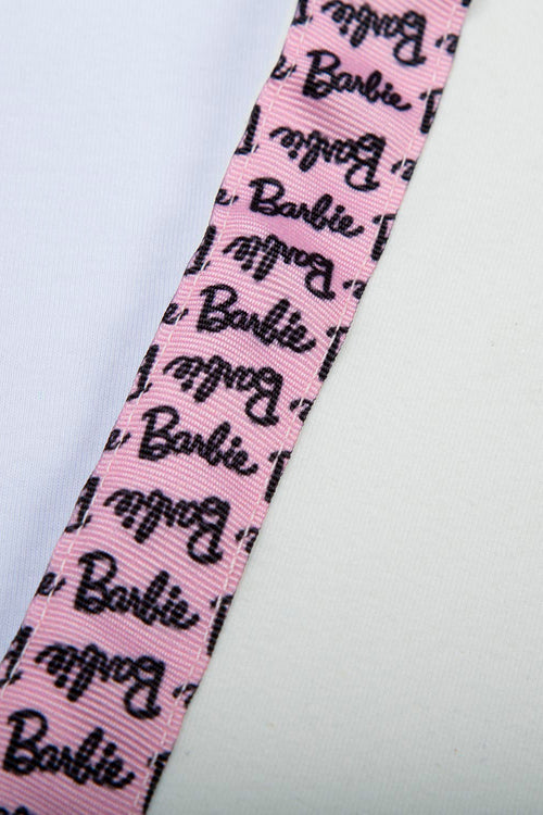 VESTIDO DE BARBIE CON BRILLOS MARFIL Y PALO DE ROSA PARA NIÑA