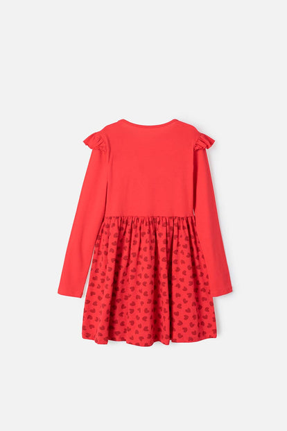 VESTIDO DE MINNIE MOUSE MANGA LARGA ROJO PARA NIÑA