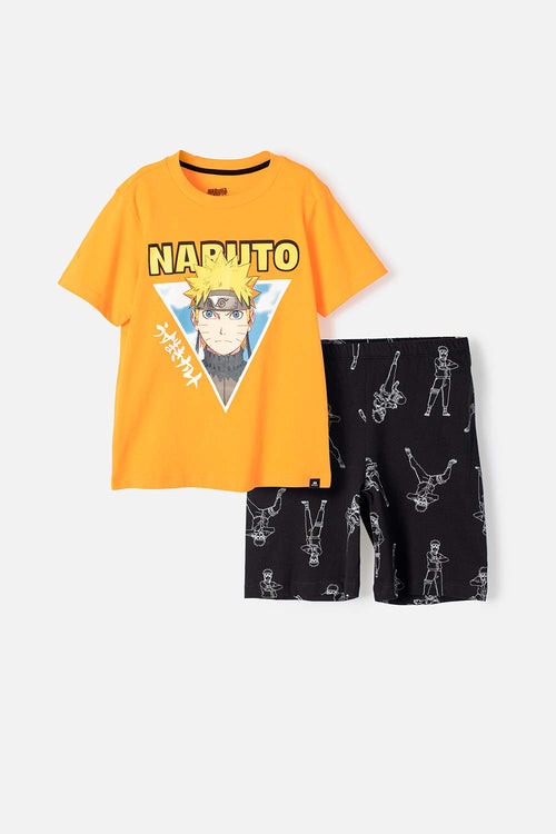 NARUTO ORANGE AND BLACK SHORT-SLEEVED PAJAMAS FOR JUNIOR BOYS