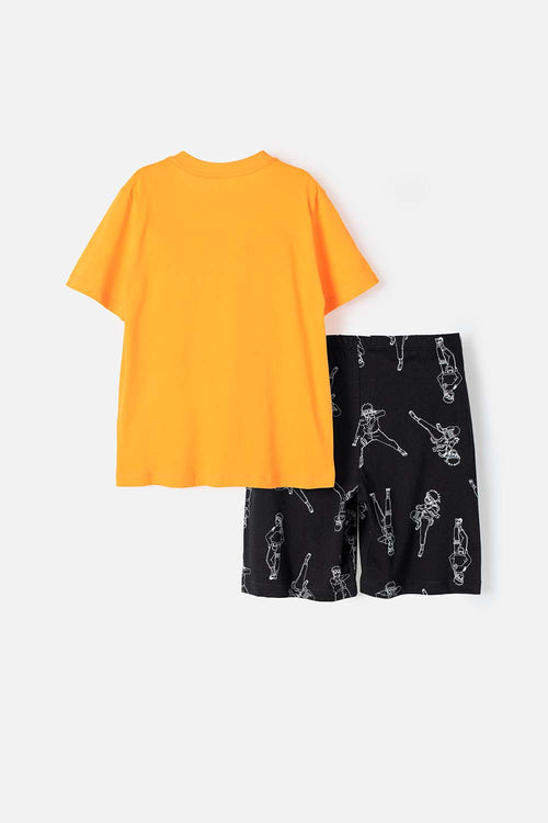 NARUTO ORANGE AND BLACK SHORT-SLEEVED PAJAMAS FOR JUNIOR BOYS