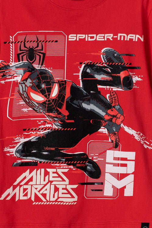 CAMISETA DE SPIDER-MAN MANGA CORTA ROJA PARA NIÑO