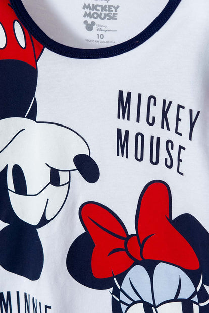 PIJAMA DE MICKEY MOUSE AZUL, ROJA Y BLANCA DE PANTALÓN LARGO PARA NIÑA