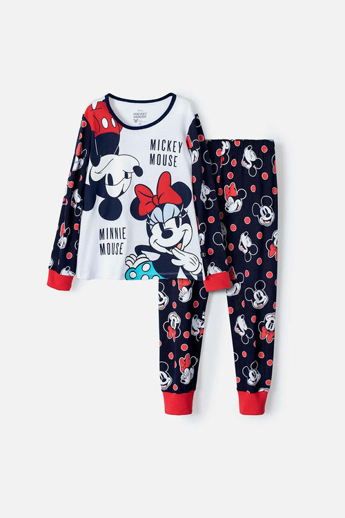 PIJAMA DE MICKEY MOUSE DE PANTALÓN LARGO AZUL, ROJA Y BLANCA PARA NIÑA