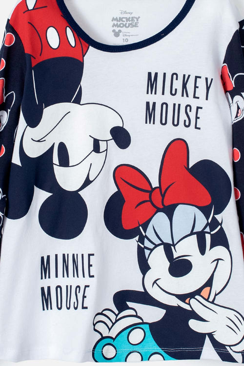 PIJAMA DE MICKEY MOUSE DE PANTALÓN LARGO AZUL, ROJA Y BLANCA PARA NIÑA