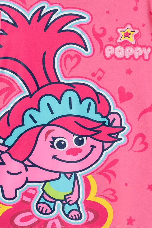 CAMISETA DE TROLLS ROSADA MANGA LARGA PARA NIÑA