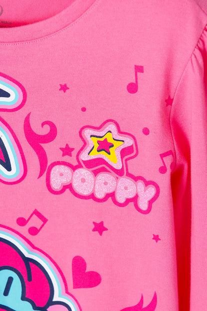 CAMISETA DE TROLLS ROSADA MANGA LARGA PARA NIÑA