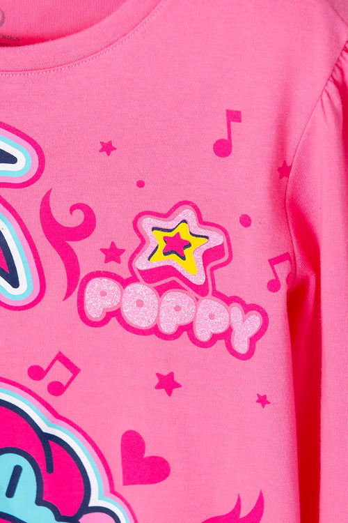 CAMISETA DE TROLLS ROSADA MANGA LARGA PARA NIÑA