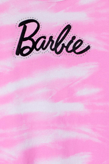 CAMISETA DE BARBIE ROSADA MANGA CORTA PARA NIÑA