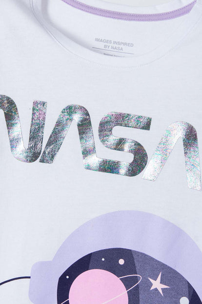 CAMISETA DE LA NASA BLANCA MANGA CORTA PARA NIÑA
