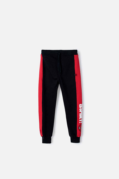BOY'S BLACK AND RED SPIDER-MAN JOGGERS WITH ELASTIC WAIST