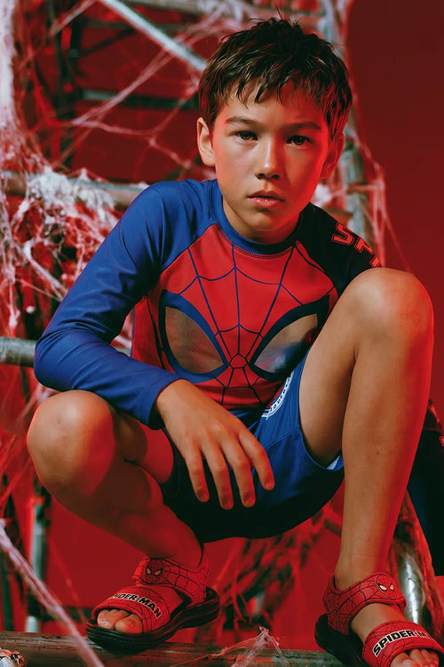 BOY'S SPIDER-MAN RED AND BLUE LONG SLEEVE SWIM SET