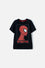 CAMISETA DE SPIDER-MAN NEGRA ESTAMPADA EN FRENTE PARA NIÑO