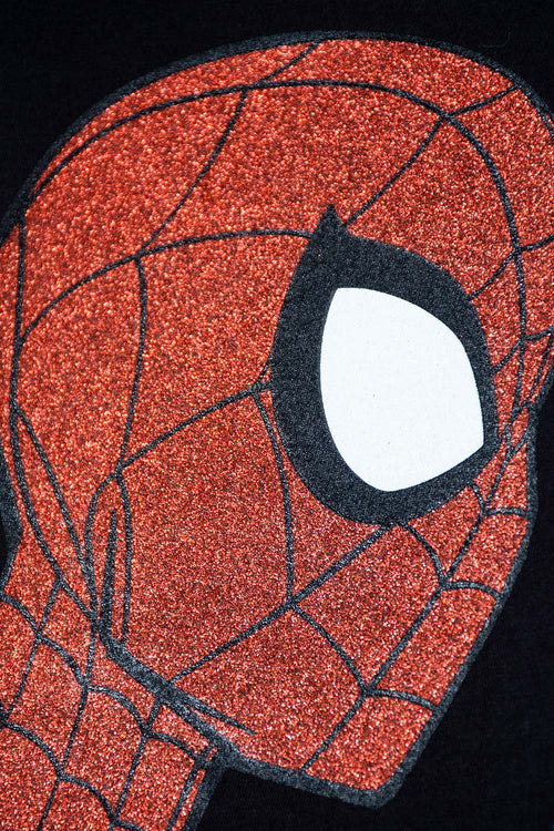 SPIDER-MAN BLACK T-SHIRT WITH FRONT PRINT FOR BOYS