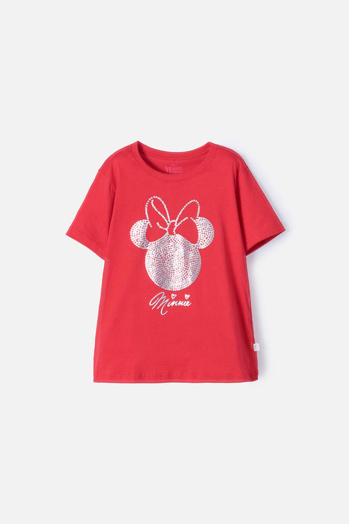 GIRL'S RED MINNIE MOUSE SHORT SLEEVE T-SHIRT