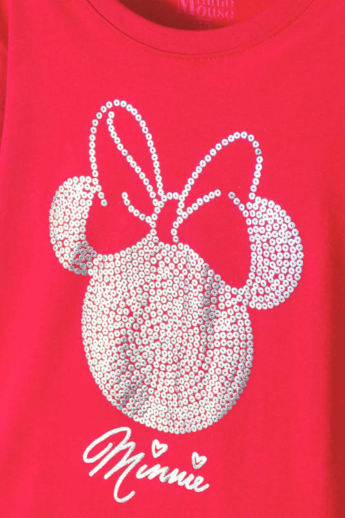 GIRL'S RED MINNIE MOUSE SHORT SLEEVE T-SHIRT