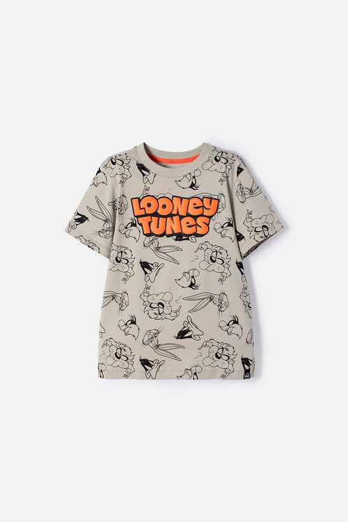 LOONEY TUNES SHORT-SLEEVED OLIVE GREEN T-SHIRT FOR BOYS