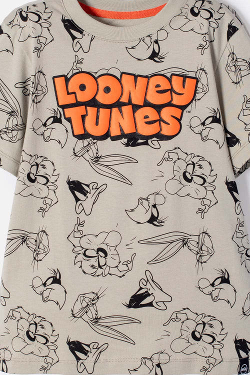 LOONEY TUNES SHORT-SLEEVED OLIVE GREEN T-SHIRT FOR BOYS
