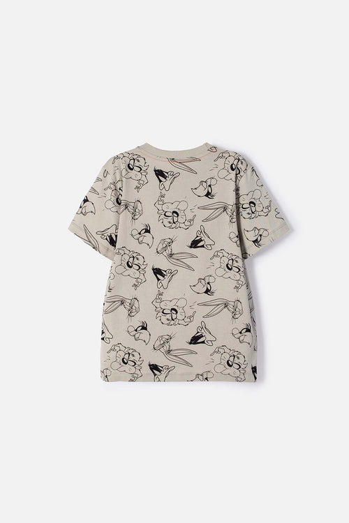 LOONEY TUNES SHORT-SLEEVED OLIVE GREEN T-SHIRT FOR BOYS