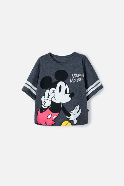 CAMISETA DE MICKEY MOUSE MANGA CORTA NEGRA PARA NIÑA