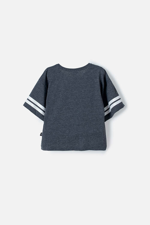 GIRL'S BLACK SHORT-SLEEVED MICKEY MOUSE T-SHIRT