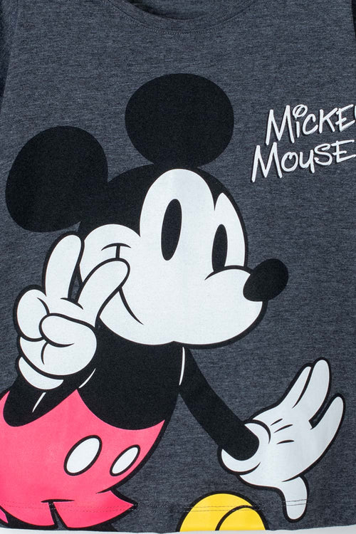 GIRL'S BLACK SHORT-SLEEVED MICKEY MOUSE T-SHIRT