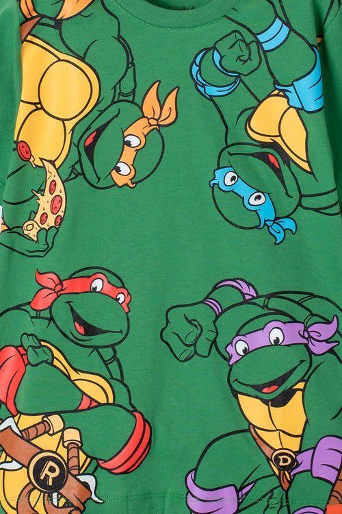 CAMISETA DE LAS TORTUGAS NINJA MANGA CORTA VERDE PARA NIÑO