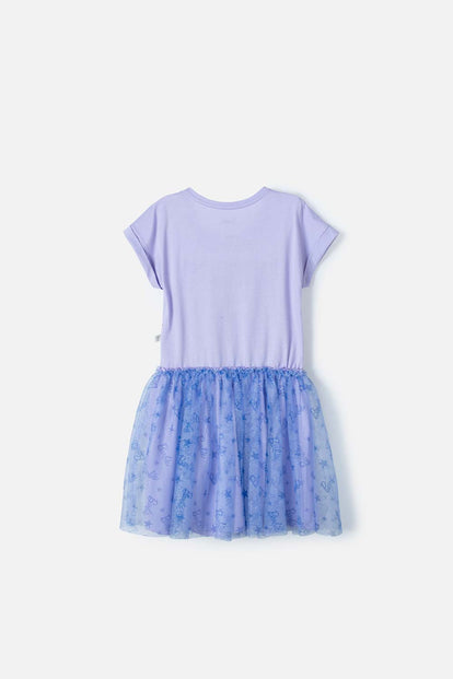 VESTIDO DE BARBIE MANGA CORTA LILA PARA NIÑA