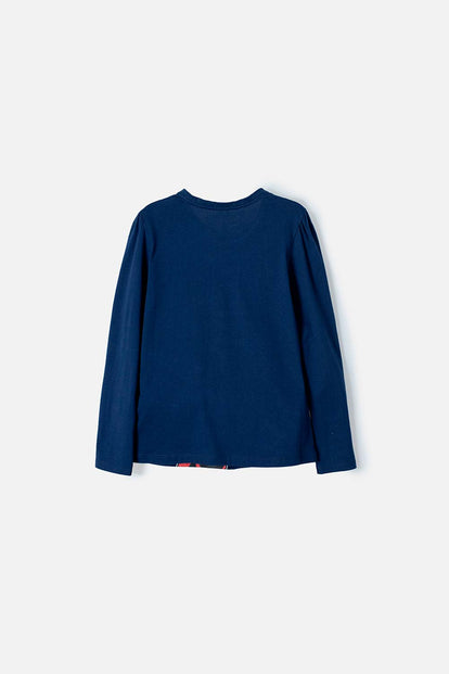 CAMISETA DE MINNIE MOUSE MANGA LARGA AZUL PARA NIÑA