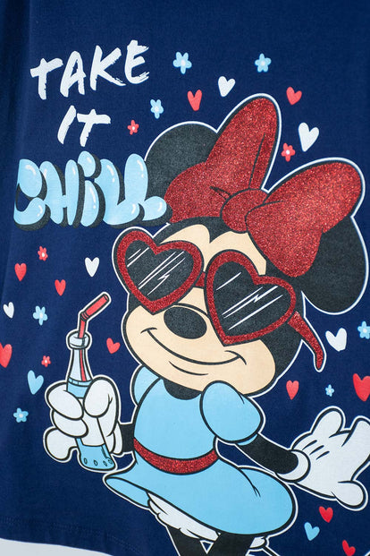 CAMISETA DE MINNIE MOUSE MANGA LARGA AZUL PARA NIÑA