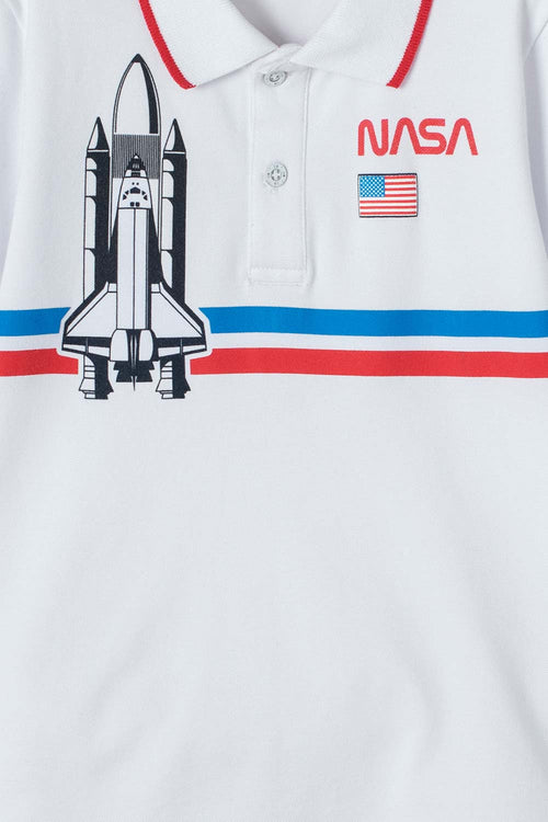 CAMISETA TIPO POLO DE LA NASA BLANCA PARA NIÑO