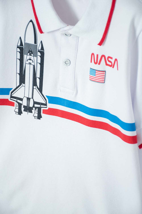 CAMISETA TIPO POLO DE LA NASA BLANCA PARA NIÑO