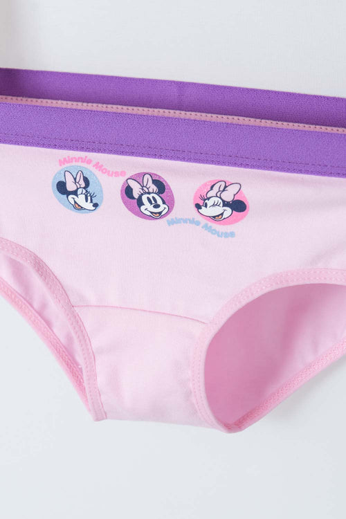 PACK X2 PANTIES MINNIE MOUSE BLANCO Y ROSADO PARA NIÑA