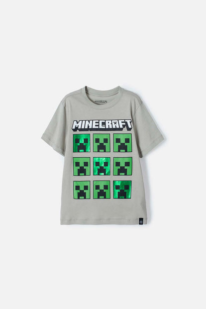 CAMISETA DE MINECRAFT VERDE MANGA CORTA PARA NIÑO