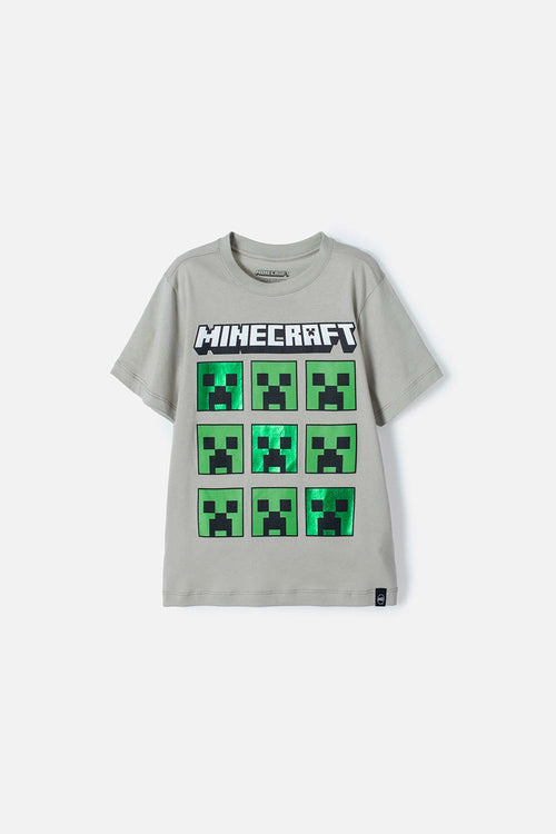 CAMISETA DE MINECRAFT VERDE MANGA CORTA PARA NIÑO