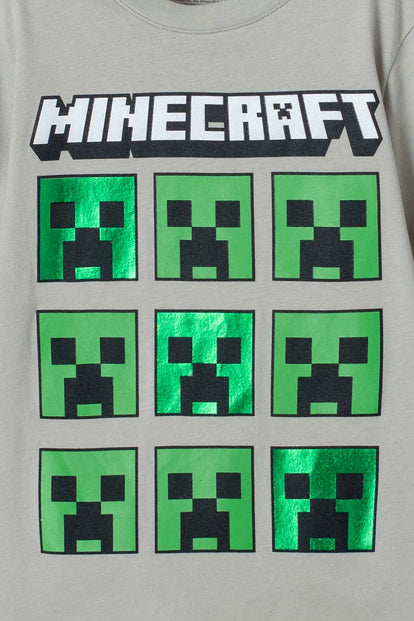 CAMISETA DE MINECRAFT VERDE MANGA CORTA PARA NIÑO