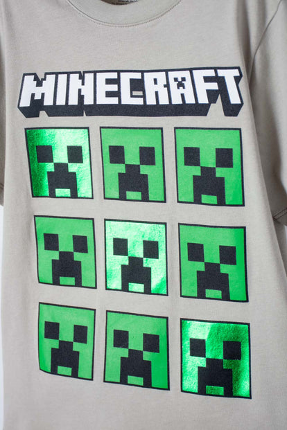 CAMISETA DE MINECRAFT VERDE MANGA CORTA PARA NIÑO