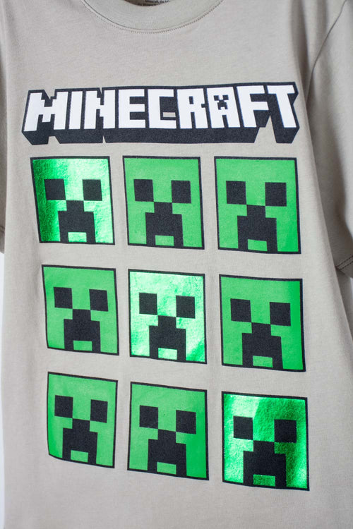 CAMISETA DE MINECRAFT VERDE MANGA CORTA PARA NIÑO