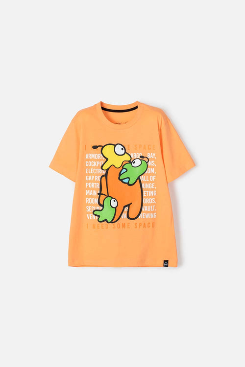 CAMISETA DE AMONG US NARANJA  MANGA CORTA PARA TEEN NIÑO