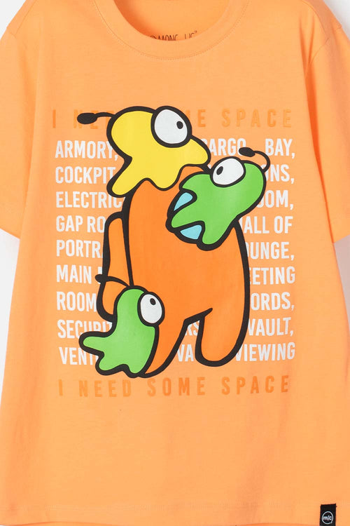 CAMISETA DE AMONG US NARANJA  MANGA CORTA PARA TEEN NIÑO
