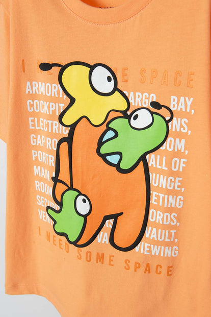 CAMISETA DE AMONG US NARANJA  MANGA CORTA PARA TEEN NIÑO