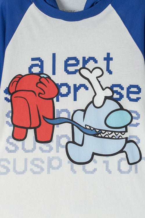 CAMISETA AMONG US MANGA CORTA MARFIL Y AZUL PARA TEENS NIÑO
