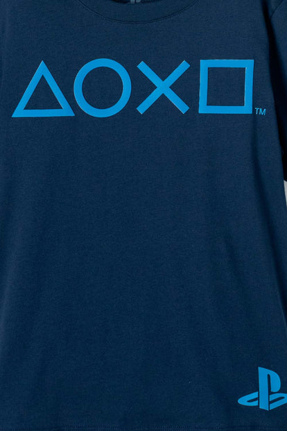 CAMISETA PLAYSTATION  MANGA CORTA AZUL PARA NIÑO