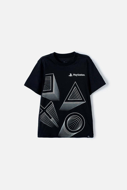 CAMISETA PLAYSTATION MANGA CORTA NEGRA PARA NIÑO