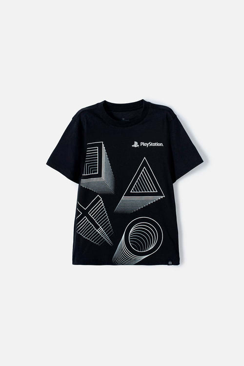 BOY'S BLACK SHORT SLEEVE PLAYSTATION T-SHIRT