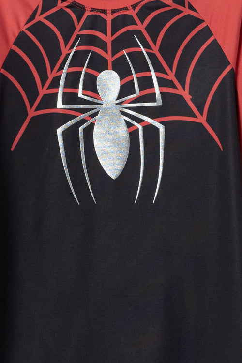 SPIDER-MAN LONG-SLEEVED SWIM SHIRT BLACK AND RED FOR BOYS