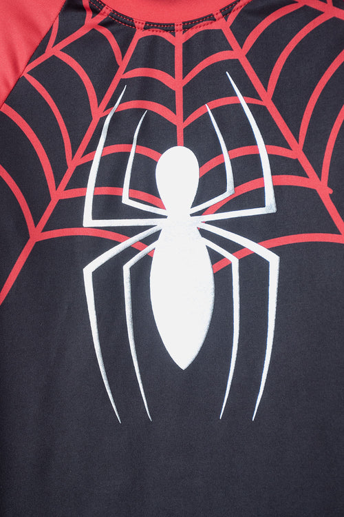 SPIDER-MAN LONG-SLEEVED SWIM SHIRT BLACK AND RED FOR BOYS
