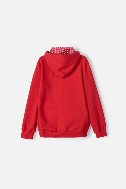 BUZO DE  MINNIE MOUSE CON CAPUCHA ROJO PARA NIÑA